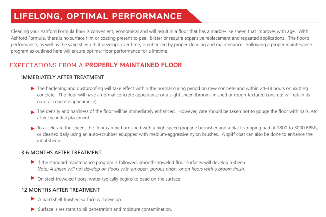 Ashford Formula expectations from a properly maintained floor over time