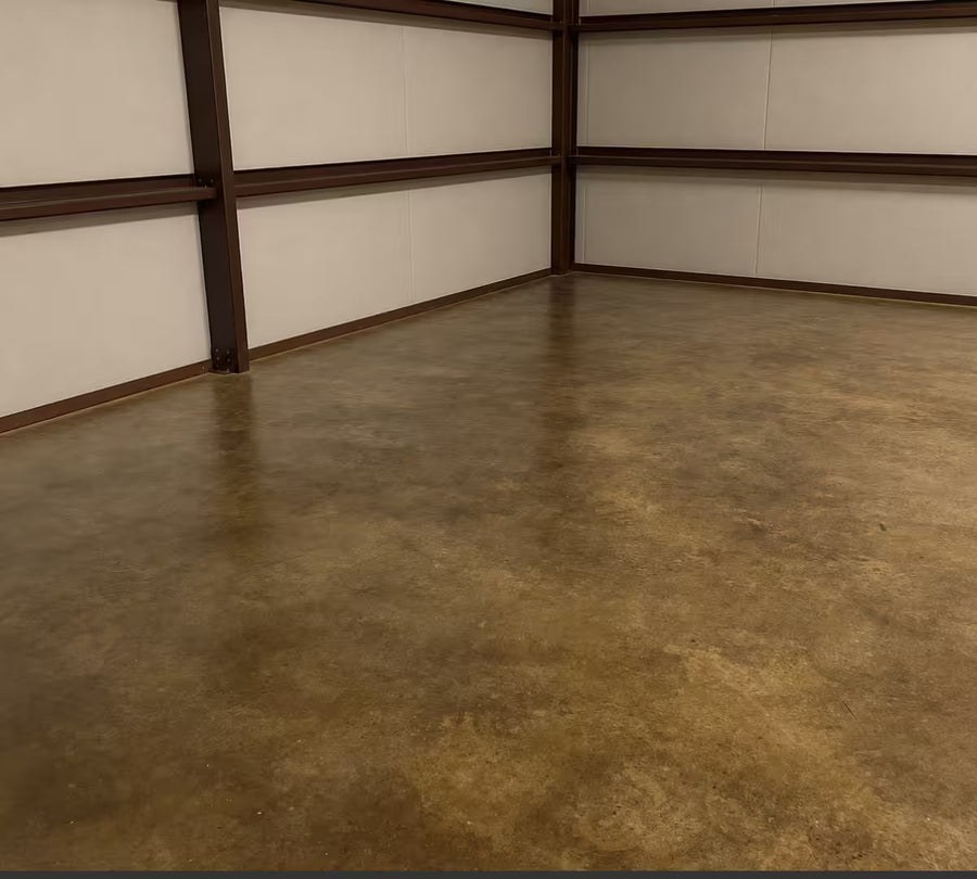 Shifting Sand acid stain on a finished concrete floor