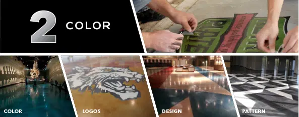 Step 2 color: dyed concrete floors with logos, designs, and patterns