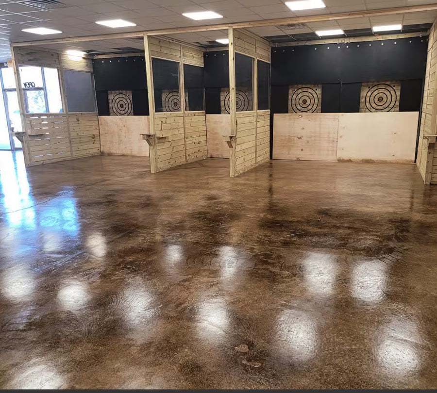 Coffee Brown acid stain on a finished concrete floor